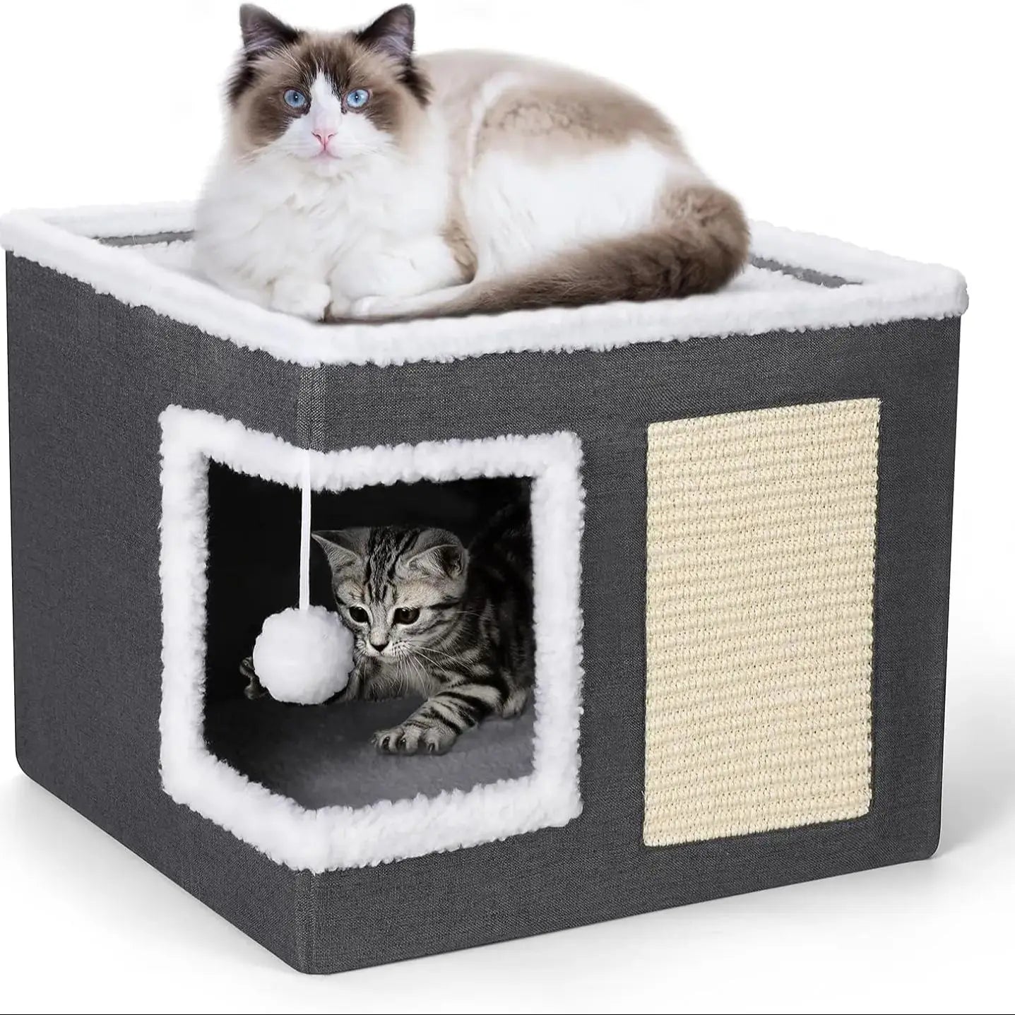 Cat House with Scratch Pad with Reversible Cushion
