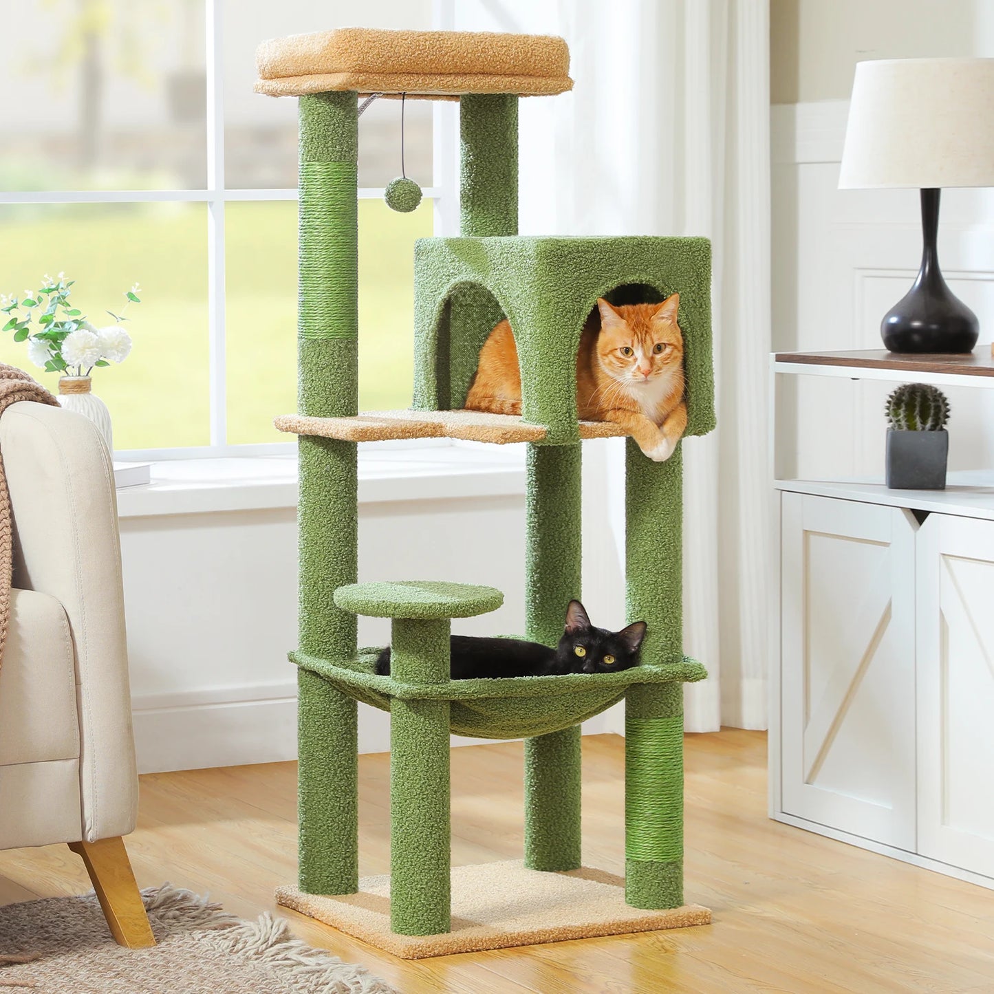 5-Level Cat Tree Tower – Perch, Condo, Hammock & Scratching Posts