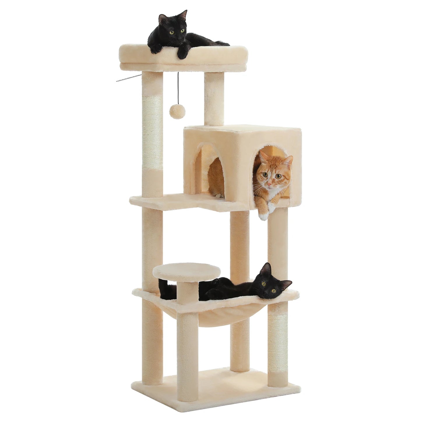 5-Level Cat Tree Tower –  Perch, Condo, Hammock & Scratching Posts
