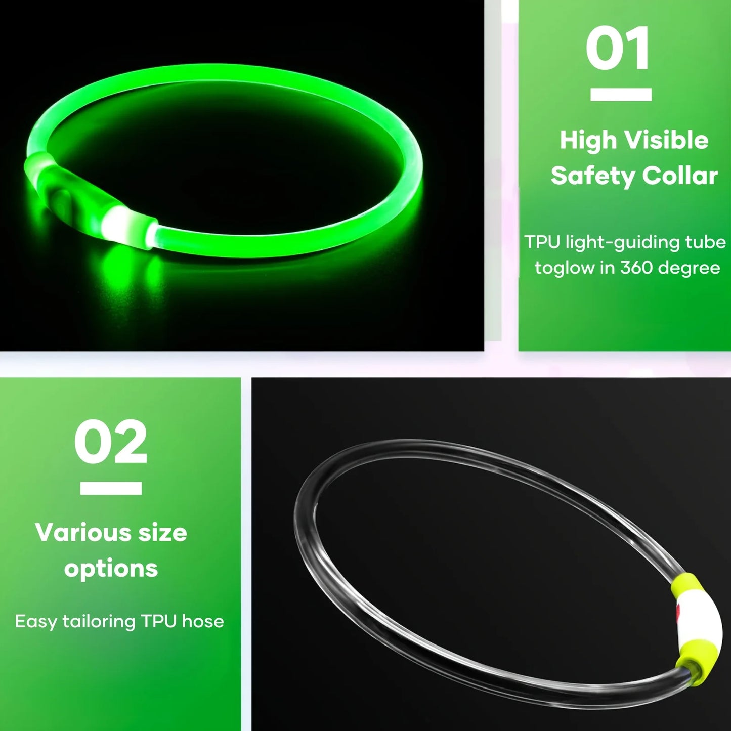 LED Dog Collar – USB Rechargeable, Luminous & Anti-Lost