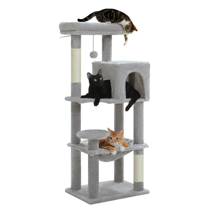 5-Level Cat Tree Tower –  Perch, Condo, Hammock & Scratching Posts