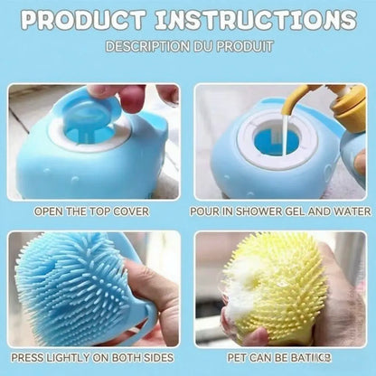 Silicone Pet Bath Brush – Massage & Shampoo Dispenser