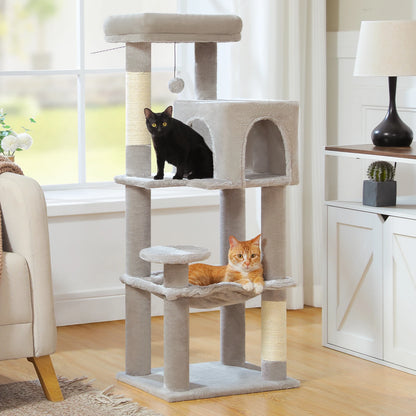 5-Level Cat Tree Tower –  Perch, Condo, Hammock & Scratching Posts