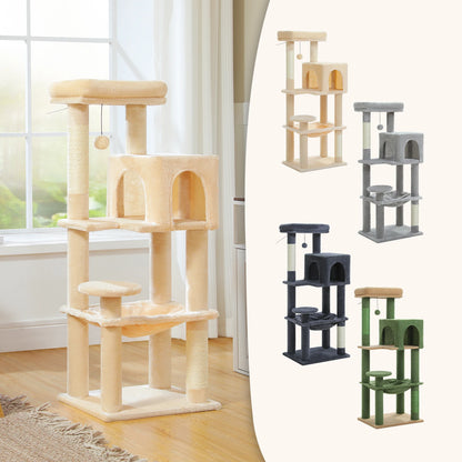 5-Level Cat Tree Tower –  Perch, Condo, Hammock & Scratching Posts