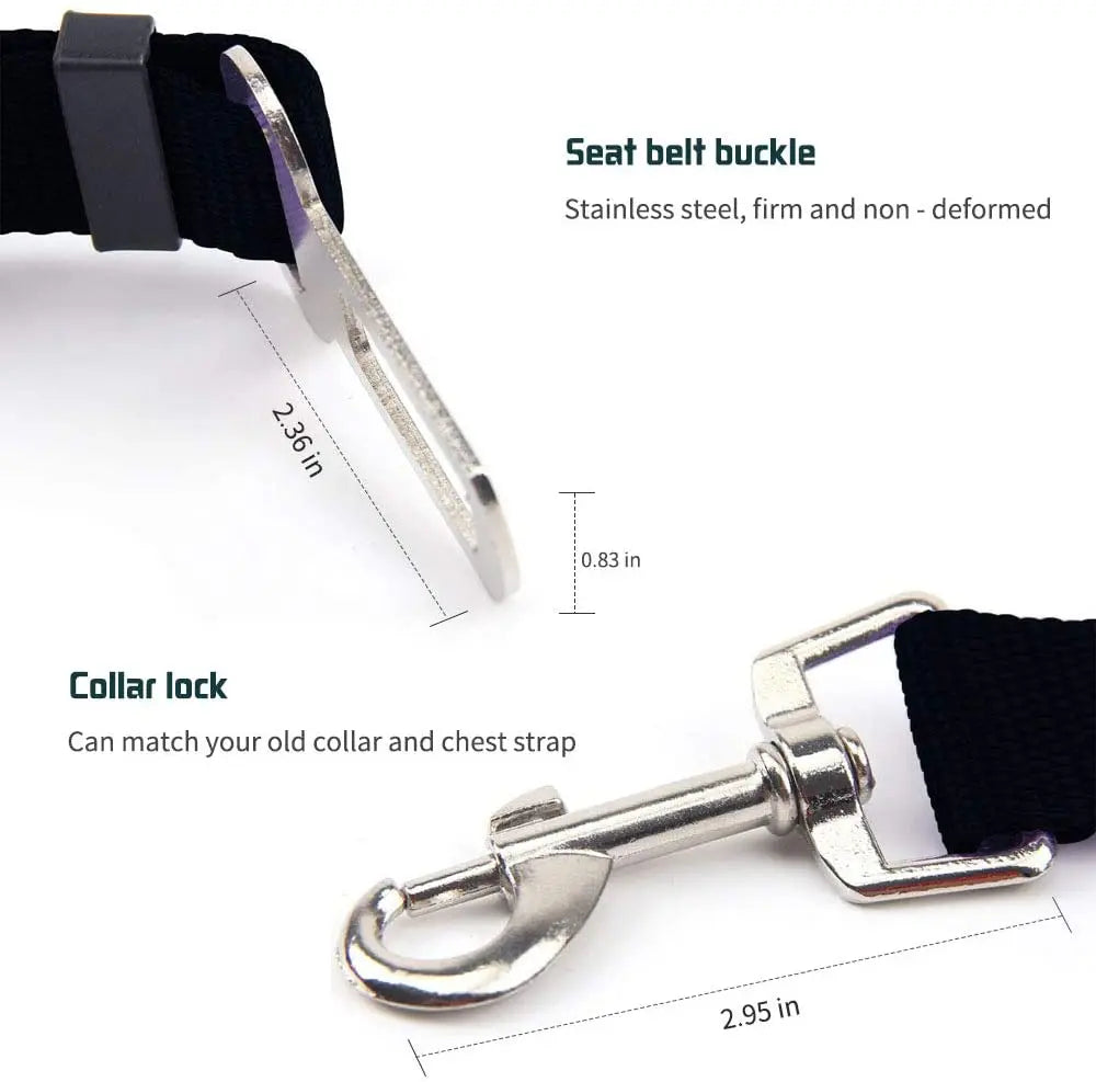 Adjustable Pet Car Seatbelt - Harness Safety Clip