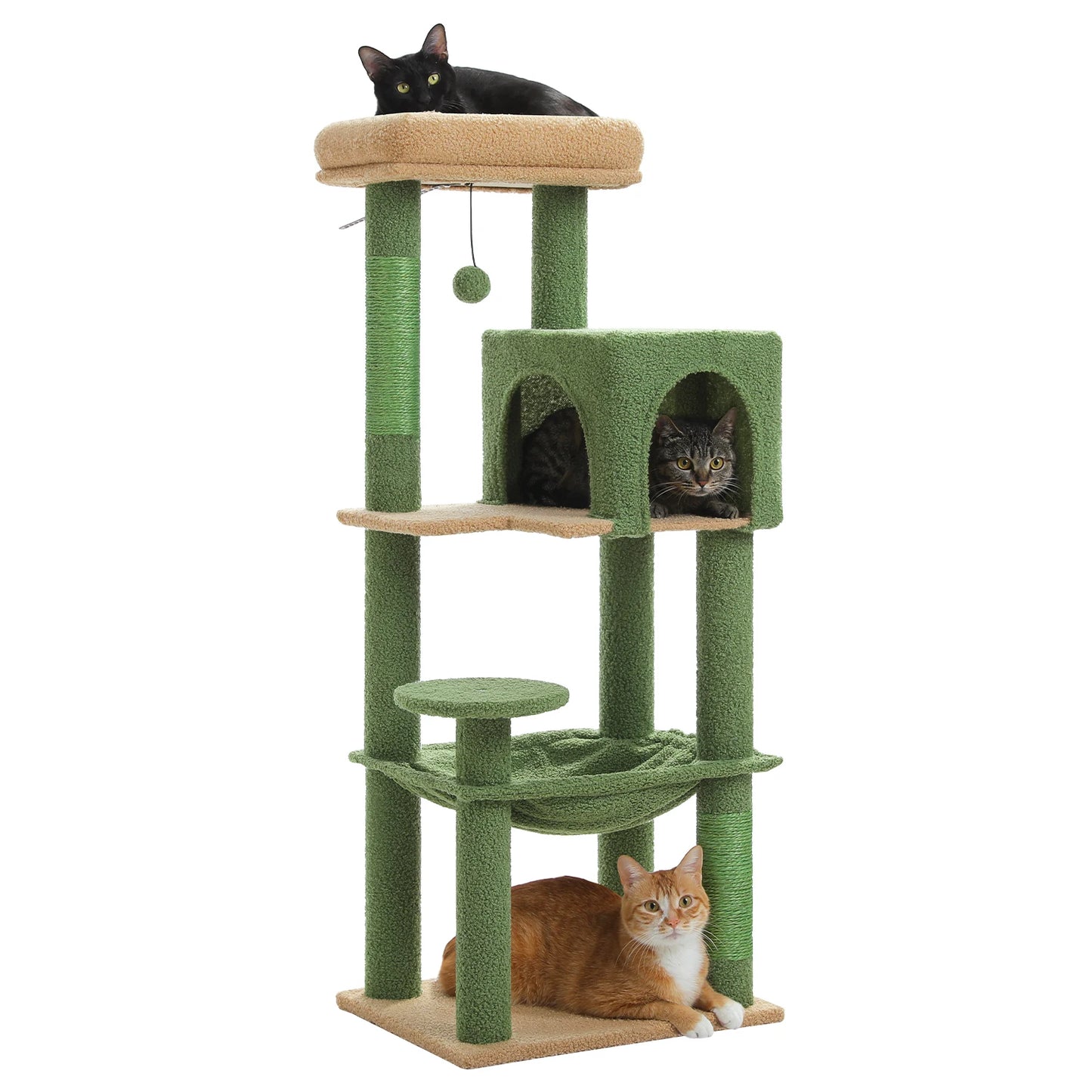 5-Level Cat Tree Tower –  Perch, Condo, Hammock & Scratching Posts