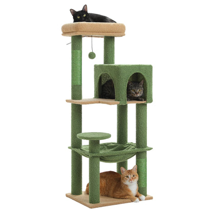 5-Level Cat Tree Tower –  Perch, Condo, Hammock & Scratching Posts