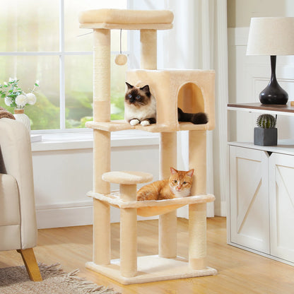 5-Level Cat Tree Tower –  Perch, Condo, Hammock & Scratching Posts