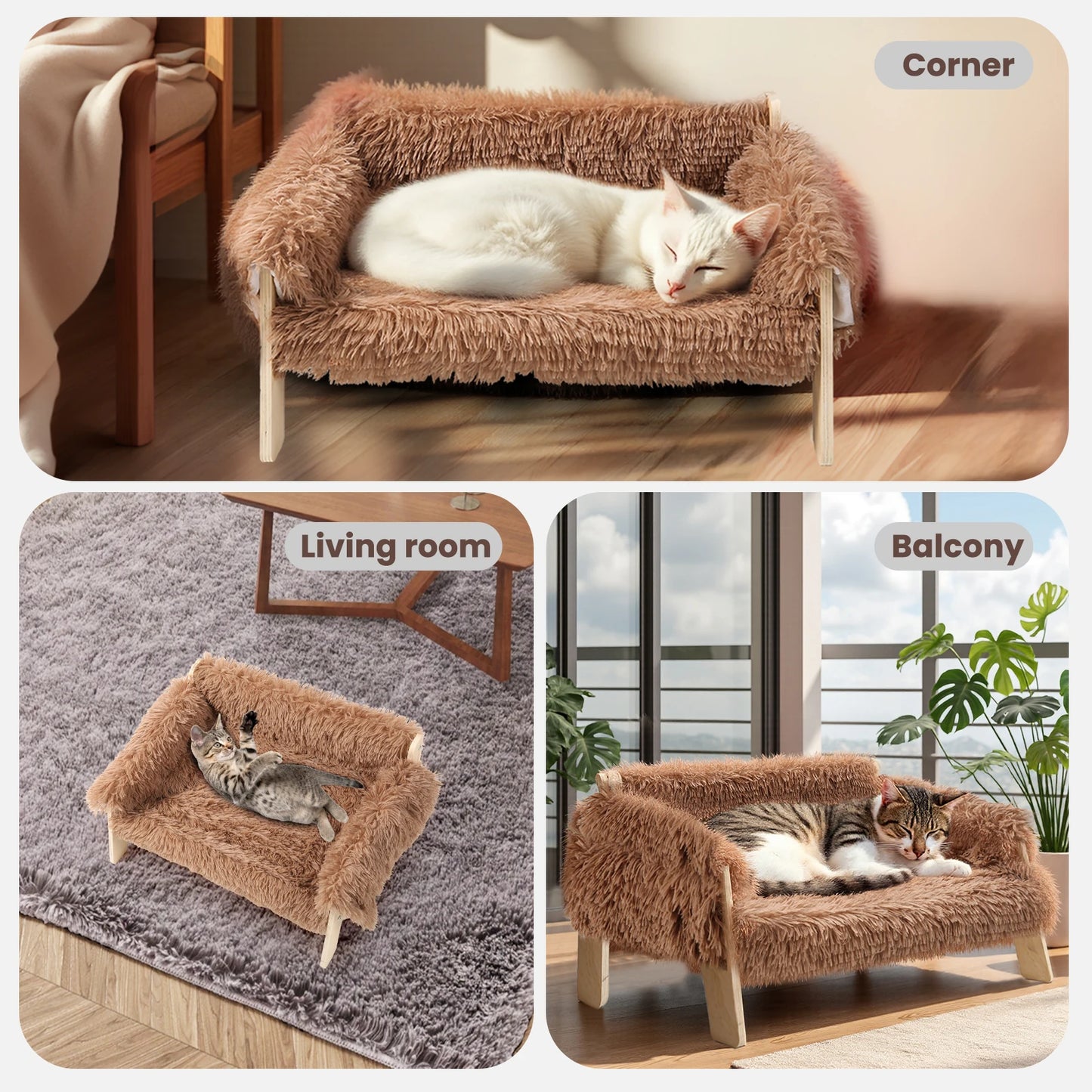 Large Pet Bed Sturdy With Wooden Legs