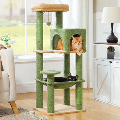 5-Level Cat Tree Tower –  Perch, Condo, Hammock & Scratching Posts