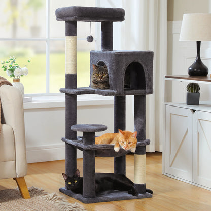 5-Level Cat Tree Tower –  Perch, Condo, Hammock & Scratching Posts