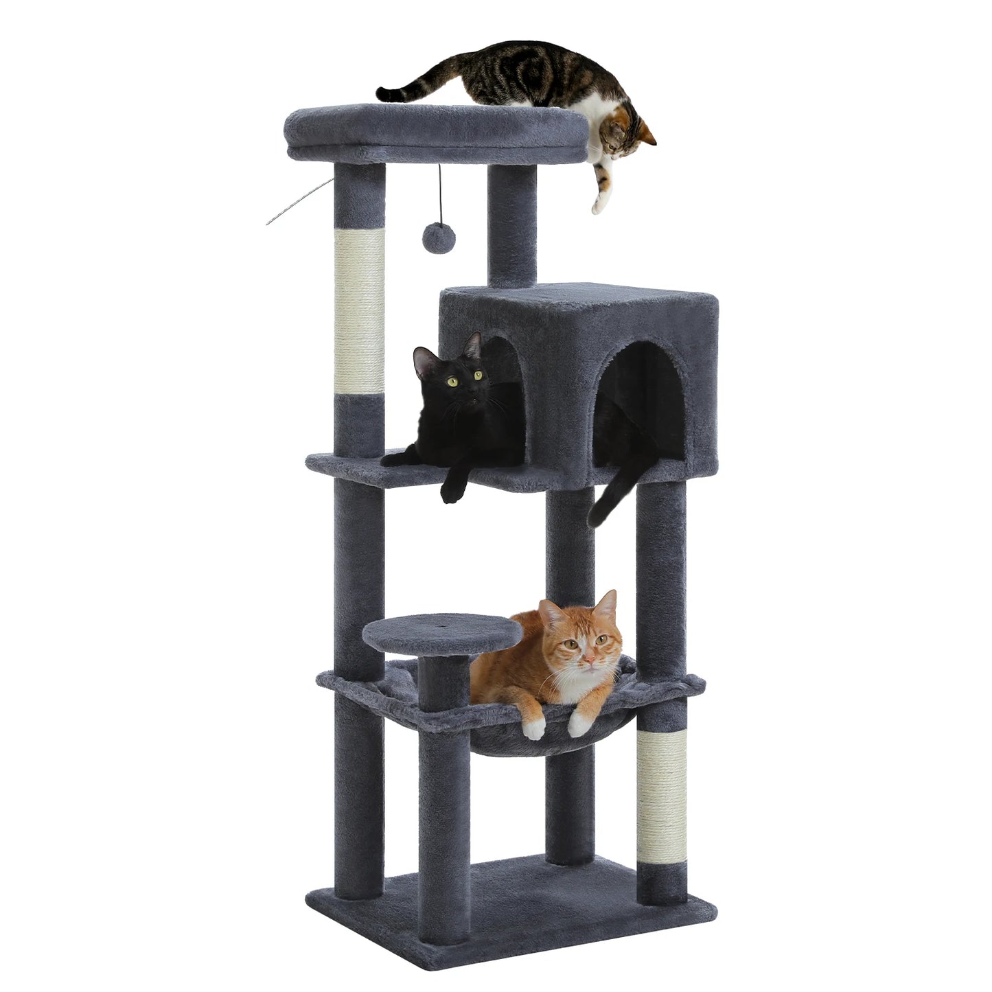 5-Level Cat Tree Tower –  Perch, Condo, Hammock & Scratching Posts