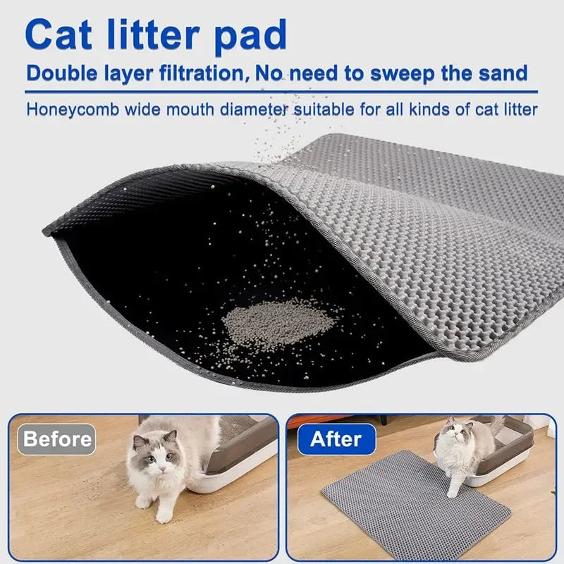 Waterproof Cat Litter Mat - Non-Slip, Double Layer, Easy Clean