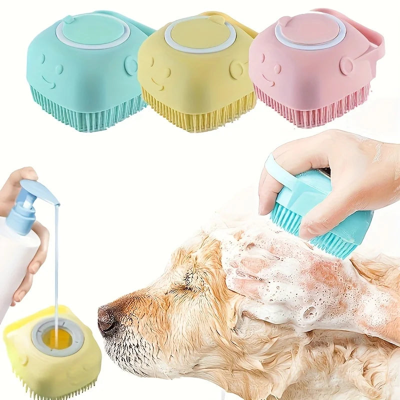 Silicone Pet Bath Brush – Massage & Shampoo Dispenser